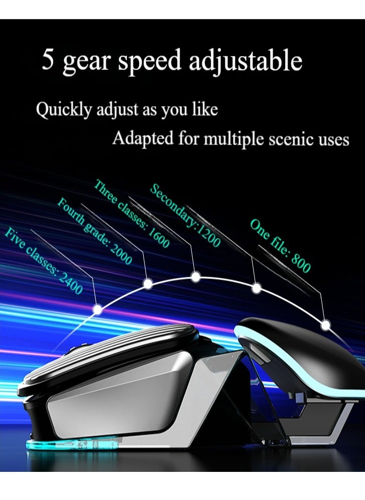 Bluetooth gaming mouse, rechargeable USB wireless mouse, dual-mode gaming mouse, suitable for laptops, Mac, PC, etc.