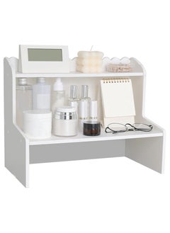 LINGWEI Wooden Desk Organizer 2-Tier Desktop Storage Shelf for Office Supplies  - Image 2