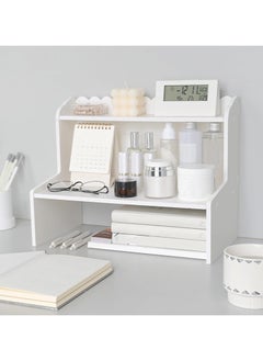 LINGWEI Wooden Desk Organizer 2-Tier Desktop Storage Shelf for Office Supplies  - Image 3