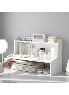 LINGWEI Wooden Desk Organizer 2-Tier Desktop Storage Shelf for Office Supplies  - Image 4