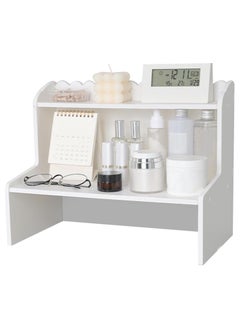 LINGWEI Wooden Desk Organizer 2-Tier Desktop Storage Shelf for Office Supplies  - Image 1