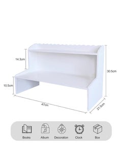 LINGWEI Wooden Desk Organizer 2-Tier Desktop Storage Shelf for Office Supplies  - Image 5