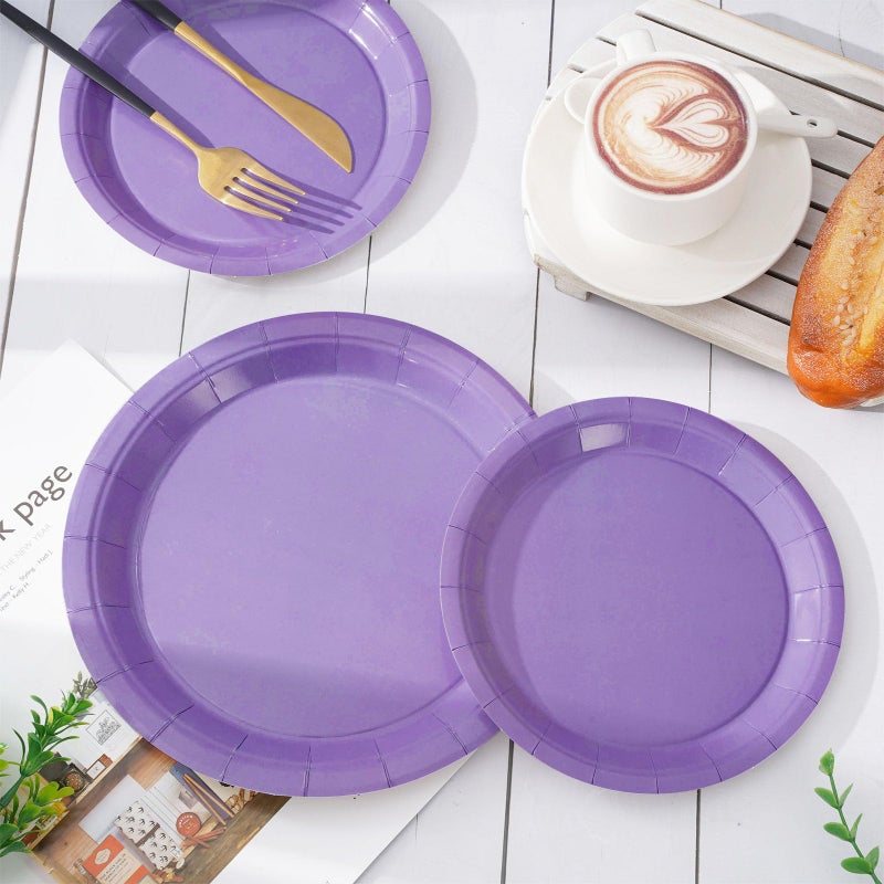 Whaline مجموعة أدوات المائدة القابلة للتصرف من وايلين 100 قطعة باللون الأرجواني الفاتح - Image 4