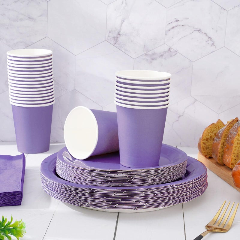 Whaline مجموعة أدوات المائدة القابلة للتصرف من وايلين 100 قطعة باللون الأرجواني الفاتح - Image 3