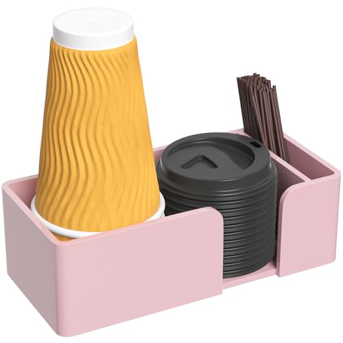 Rulyyo Coffee Cup Holder for Countertop - Pink Acrylic Coffee Bar Accessories 2 Cup Organizer Station Organizer Farmhouse Table Décor - Image 1