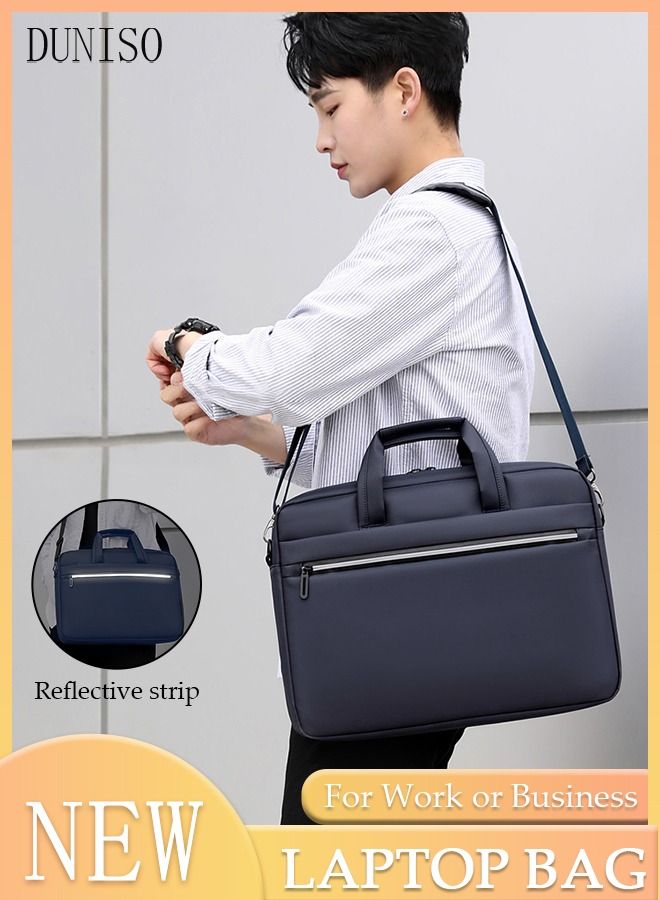 DUNISO 15.6 Inch Laptop Bag Lightweight Large Capacity Computer Bag Travel Business Briefcase Water Resistance Shoulder Messenger Bag for Men and Women Work Office School (Blue)  - Image 1