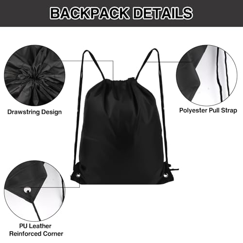 MAKABEE Drawstring Backpack 6Pcs Drawstring Gym Bags Black Draw String Bags Backpack for Sports, Gym, Travel, Swimming, Beach (6 Colors) - Image 5