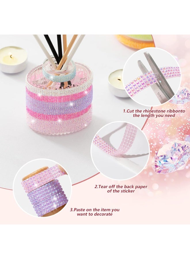 Rhinestone Ribbon Self Adhesive Crystal Rhinestones, 12-Rolls Bedazzling Strips, 12-Yard Rhinestone Strips for DIY Craft, Rhinestones for Crafting - Image 2