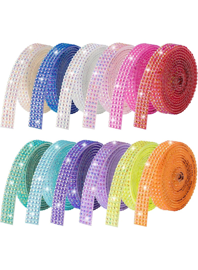 Rhinestone Ribbon Self Adhesive Crystal Rhinestones, 12-Rolls Bedazzling Strips, 12-Yard Rhinestone Strips for DIY Craft, Rhinestones for Crafting - Image 1