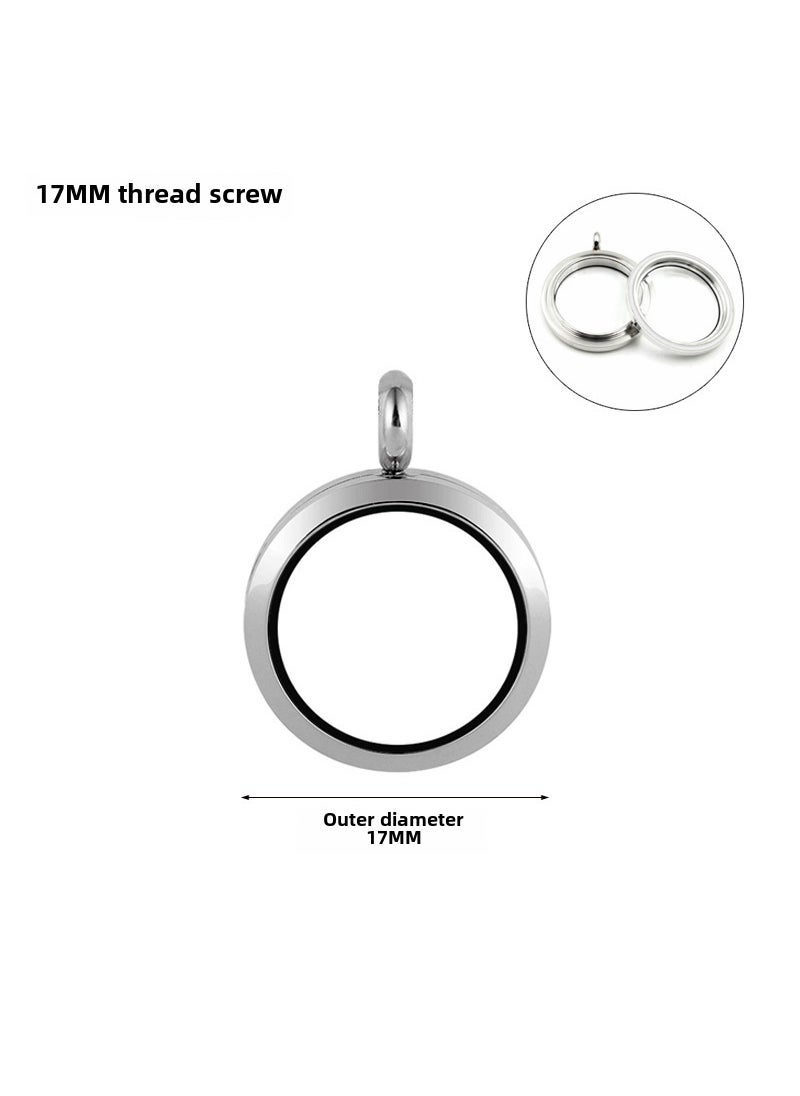Arabest Stainless Steel Glass Locket Pendant Necklace 17mm steel color stainless steel threaded phase box 