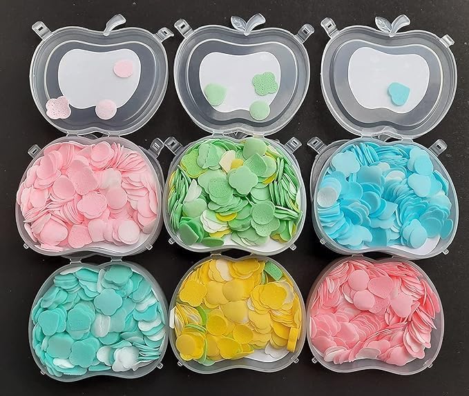 PREZONE Paper Soap Strips for Travel - 4Pcs Travelling Essentials for Kids, Men & Women | Dissolvable Soap Sheets for Hand Wash | Portable Flower Tube Petals | Apple Shape Bottle Paper Soap - Image 1