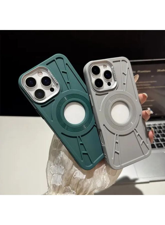 Khaki Magnetic Cooling Flash Shield Case for iPhone 13 Pro Max Drop Protection Transparent Design - Image 2