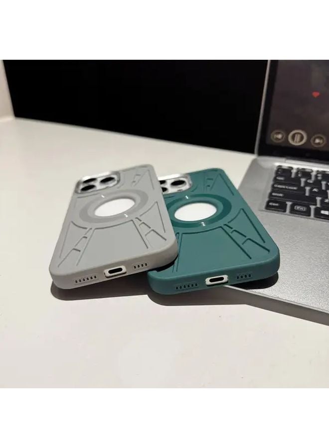 Khaki Magnetic Cooling Flash Shield Case for iPhone 13 Pro Max Drop Protection Transparent Design - Image 5