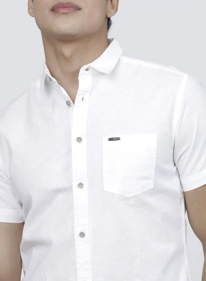The Indian Garage Co Men Slim Fit Solid Half Sleeves Cutaway Collar Casual Shirt