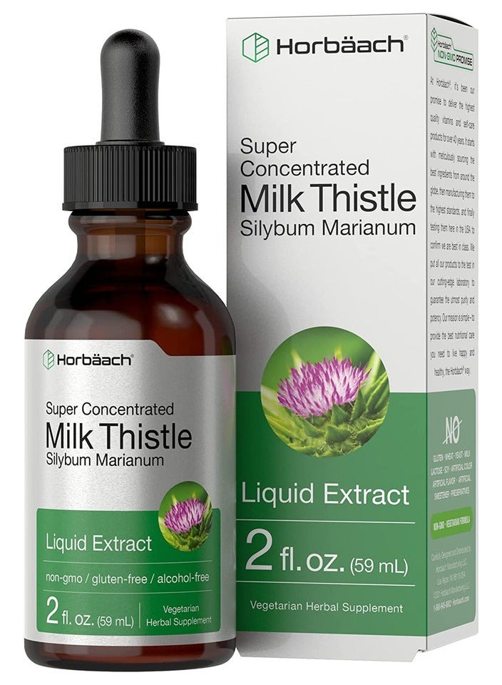 Horbäach Milk Thistle Extract Liquid | 2 fl oz | Alcohol Free | Vegetarian, Non-GMO & Gluten Free Supplement | by Horbaach