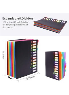 erorex 24 Pocket Expanding File Folder File Organizer Letter Size Hold 240 Sheets Plastic Rainbow Lining Colored Filing Folder Designed For Home Office School Black  - Image 4