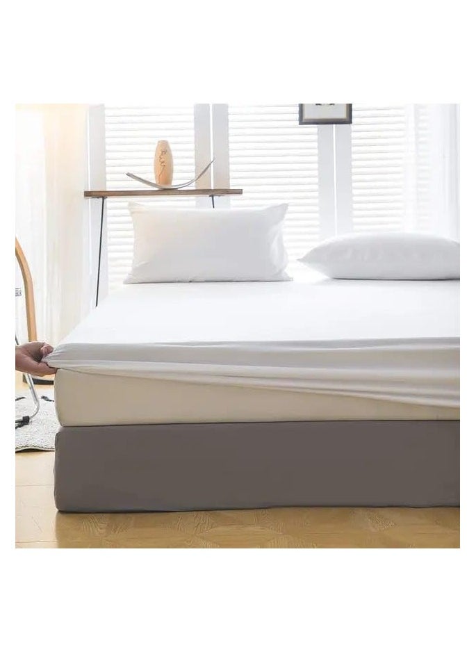 Saudi Deals 3-piece White Cotton Fitted Bedsheet Set with Deep-Pocket Sheet and 2 Pillow Covers, Breathable and Machine Washable, King, Queen, and Single Sizes Available.  - Image 2