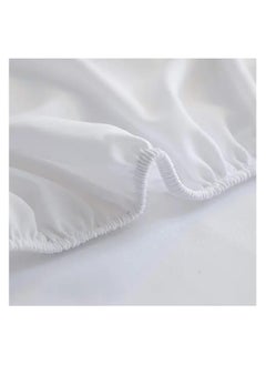 Saudi Deals 3-piece White Cotton Fitted Bedsheet Set with Deep-Pocket Sheet and 2 Pillow Covers, Breathable and Machine Washable, King, Queen, and Single Sizes Available.  - Image 5