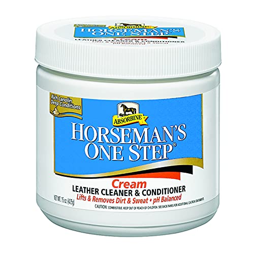 Absorbine Horseman’s One Step Leather Cleaner & Conditioner Cream, Vinyl/Leather Treatment to Clean, Protect, Restore & Prevent Dryness, 15oz - Image 1