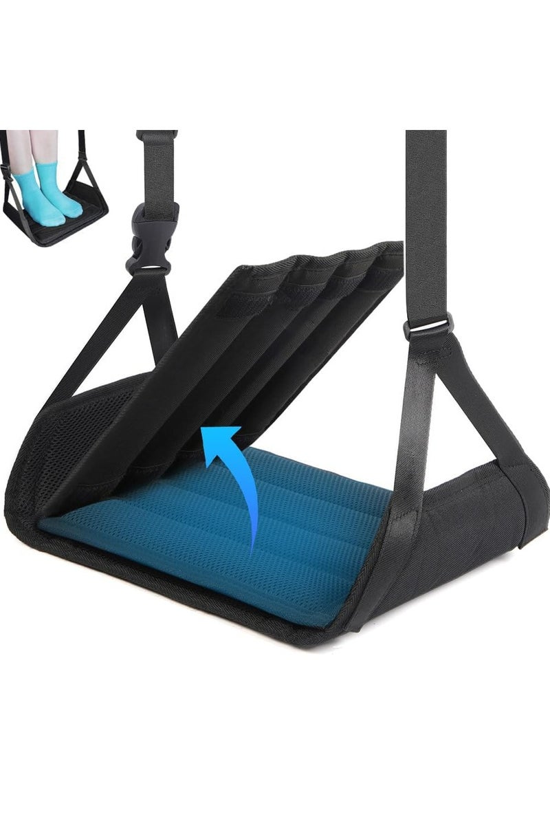 CMGTYYD Foot Hammock for Airplane Travel, Adjustable Portable Footrest with Detachable Hardboard for Long Flights, Ergonomic Leg Rest for Air Travel, Desk, Car, and Work Use - Image 1