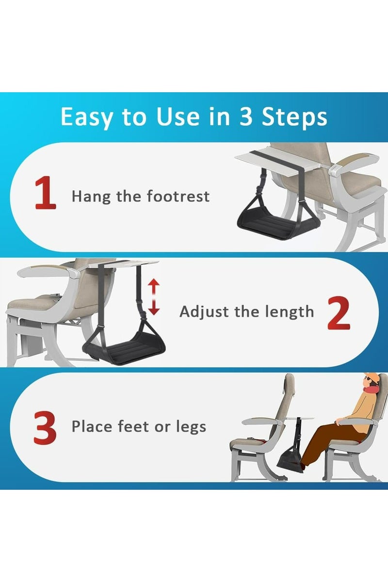 CMGTYYD Foot Hammock for Airplane Travel, Adjustable Portable Footrest with Detachable Hardboard for Long Flights, Ergonomic Leg Rest for Air Travel, Desk, Car, and Work Use - Image 4