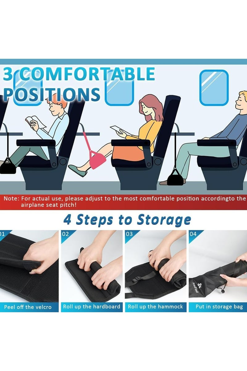 CMGTYYD Foot Hammock for Airplane Travel, Adjustable Portable Footrest with Detachable Hardboard for Long Flights, Ergonomic Leg Rest for Air Travel, Desk, Car, and Work Use - Image 5