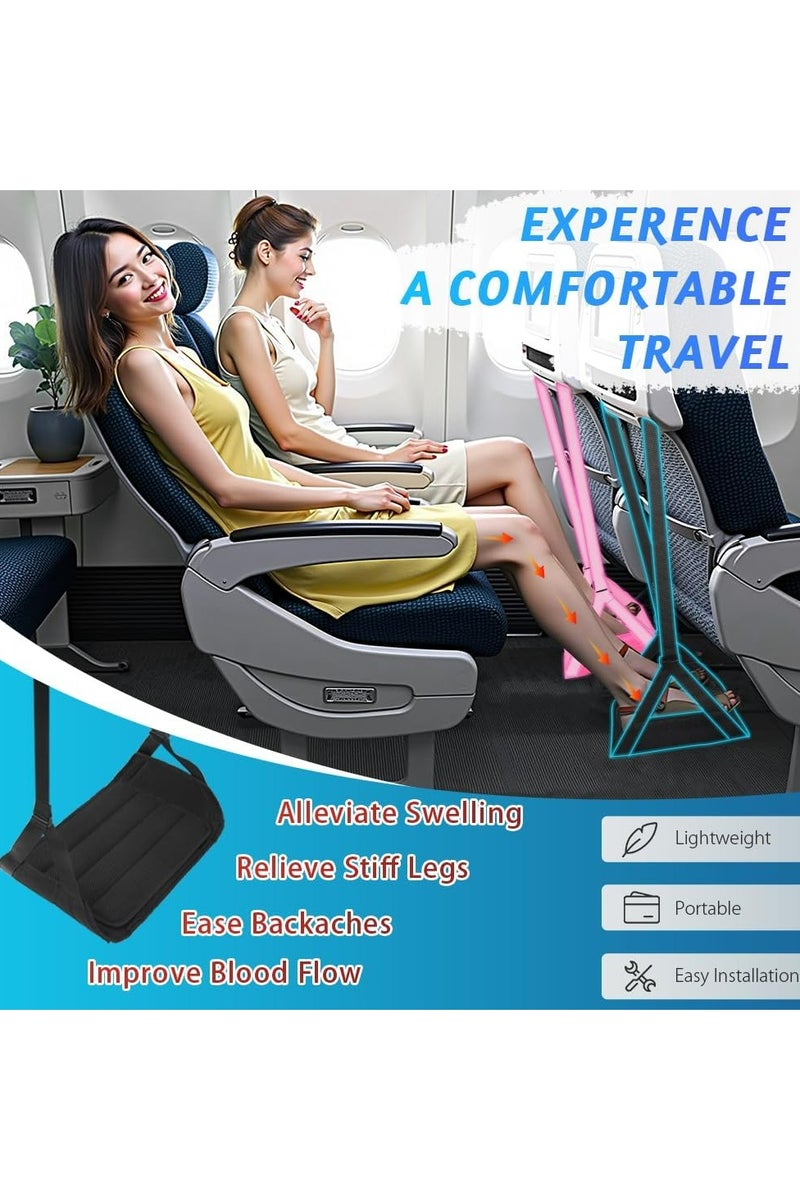 CMGTYYD Foot Hammock for Airplane Travel, Adjustable Portable Footrest with Detachable Hardboard for Long Flights, Ergonomic Leg Rest for Air Travel, Desk, Car, and Work Use - Image 2