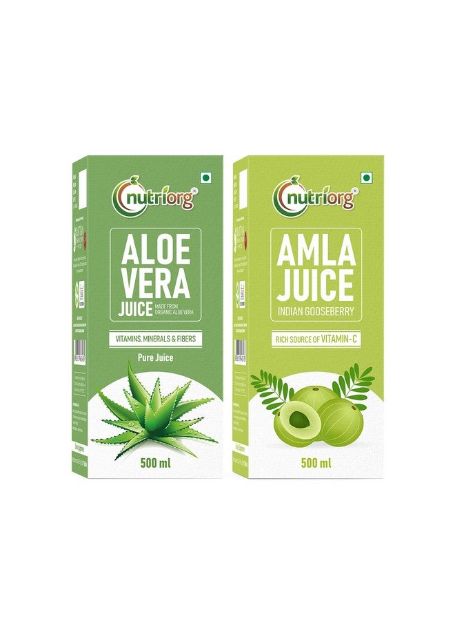نوتري أورج عصير الأملا والصبار من نيوتريرج - 1000 مل (عبوة من 2 - 500 لكل منهما) | مزروع عضويًا | معزز للمناعة | إزالة السموم - Image 1