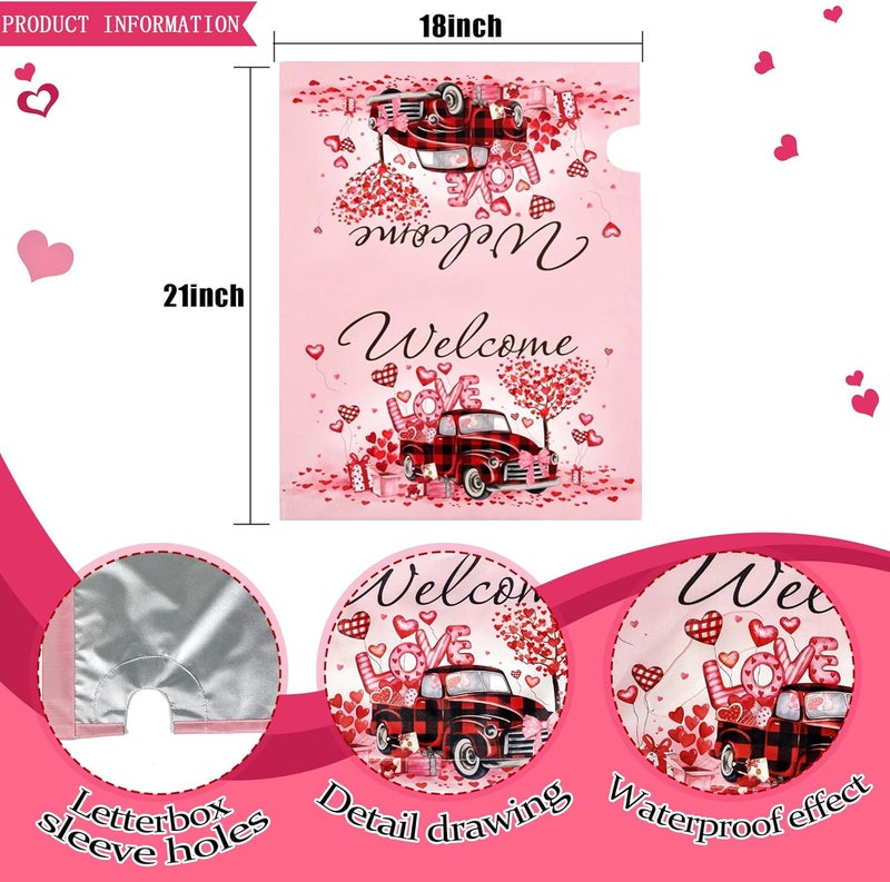ARKUKT Valentine's Day Mailbox Cover Magnetic Welcome Love Heart Truck Mailbox Wraps Post Letter Box Cover for Garden Yard Home Decor Standard Size 21" x 18" - Image 3