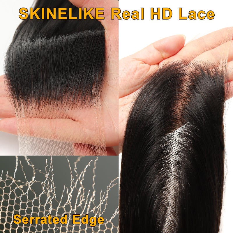 BEEOS 2x6 Skinlike Real HD Lace Closure Only, Pre-plucked Body Wave Human Hair Closure 0.10mm Ultra-thin Invisible Lace Bleached Knots 20 Inch - Image 2