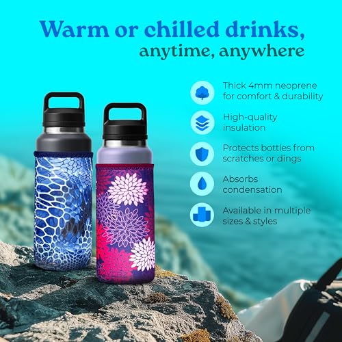 Koverz Water Bottle Sleeve, Neoprene Insulated Bottle Sleeve, Fits 24-30 Oz. Water Bottle, Washable and Reusable, Large Size, Peacock - Image 4