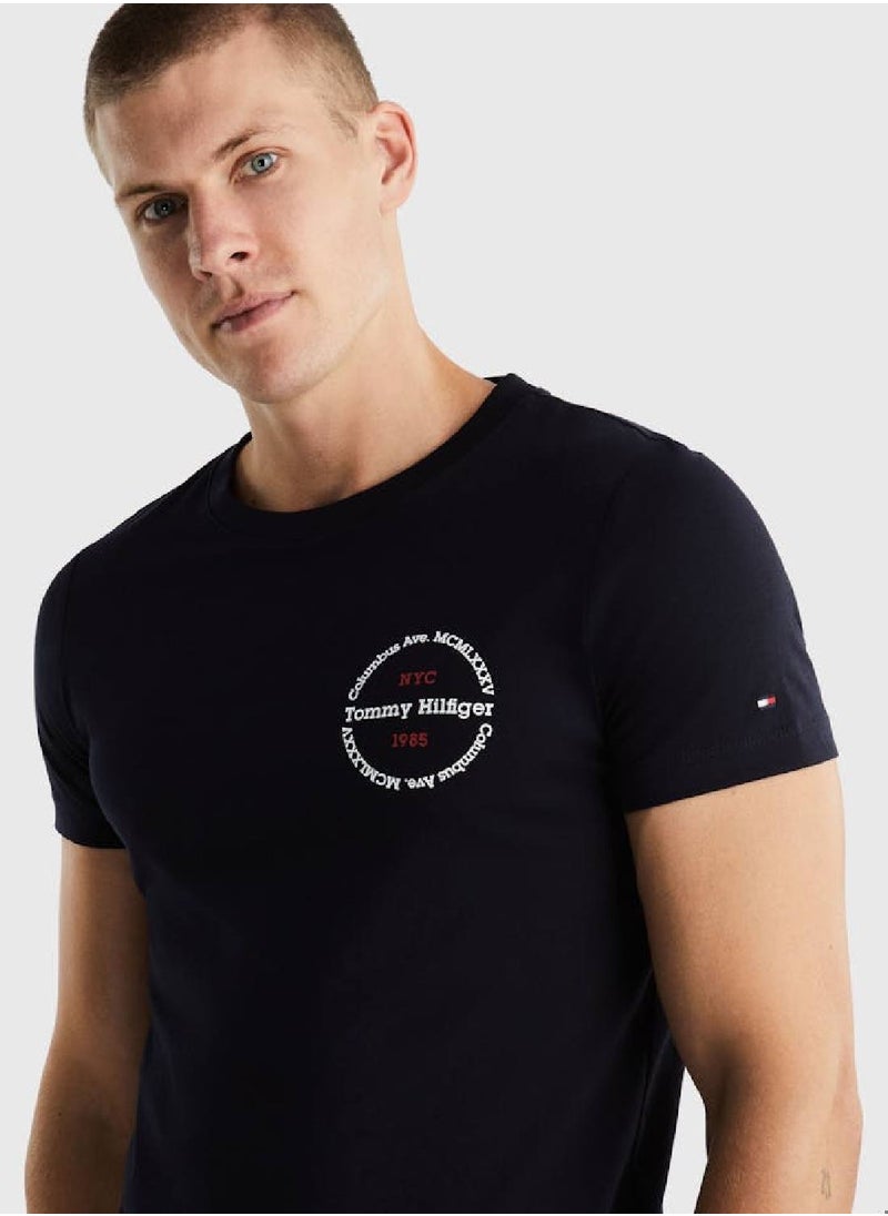 TOMMY HILFIGER Men's Hilfiger Roundel Logo T-Shirt - Cotton, Blue  - Image 4
