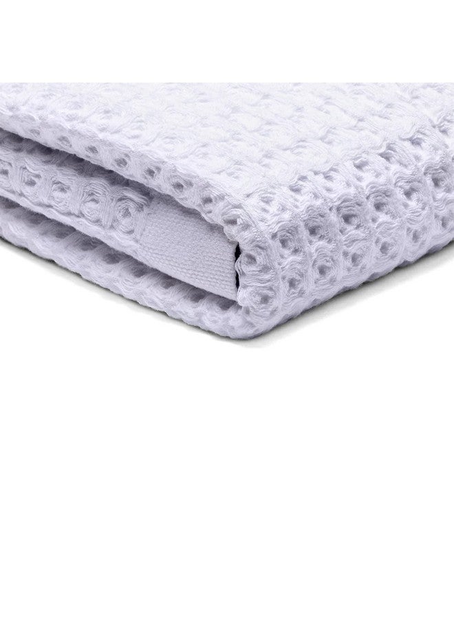 SUTERA Silverthread Waffle Bath Towel California-Spun Supima Cotton, Quick Drying, Ultra Soft, Lightweight and Absorbent - White, Waffle Weave Design - Luxury Bath Towel - Image 1