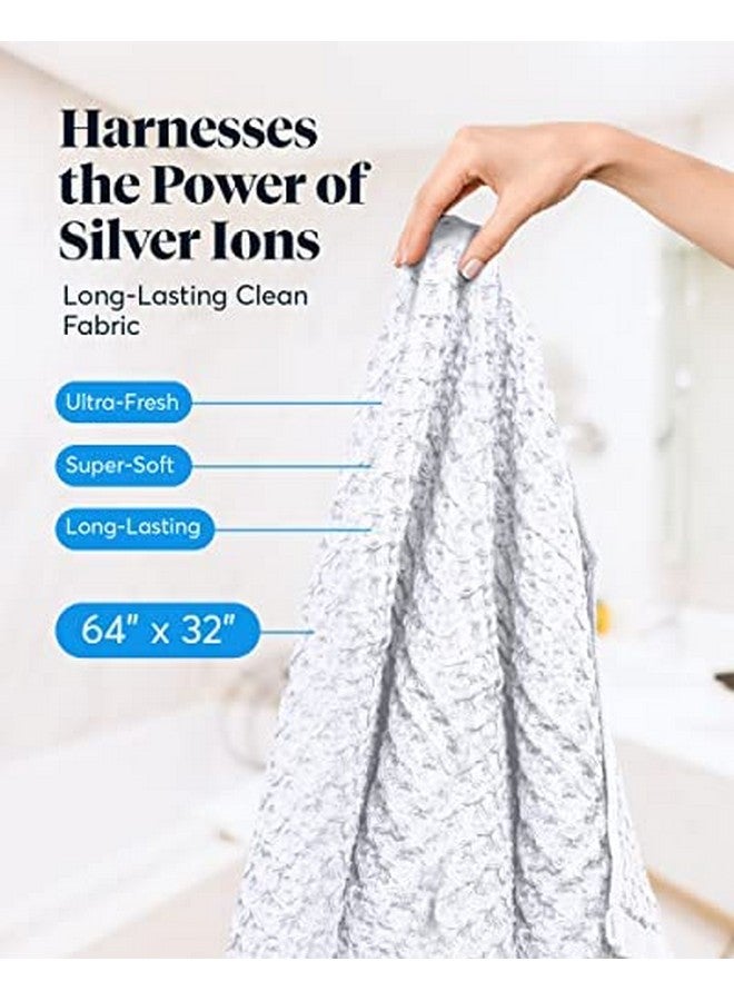 SUTERA Silverthread Waffle Bath Towel California-Spun Supima Cotton, Quick Drying, Ultra Soft, Lightweight and Absorbent - White, Waffle Weave Design - Luxury Bath Towel - Image 2