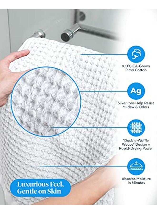 SUTERA Silverthread Waffle Bath Towel California-Spun Supima Cotton, Quick Drying, Ultra Soft, Lightweight and Absorbent - White, Waffle Weave Design - Luxury Bath Towel - Image 5