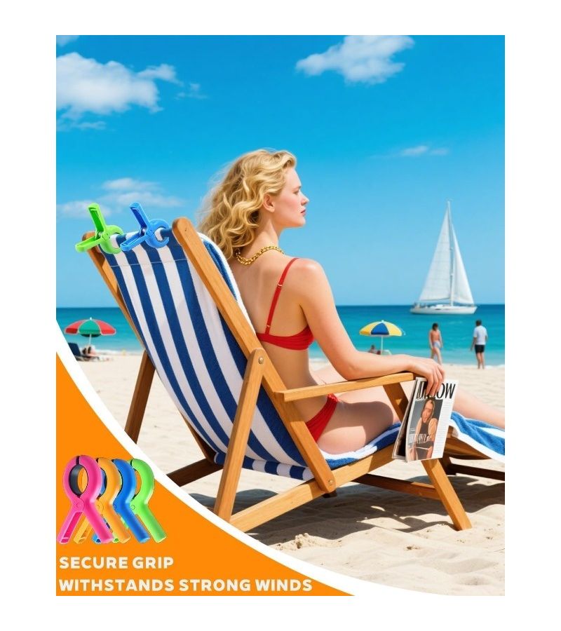 17 Extra Large Assorted Color Beach Towel Clips Heavy Duty Windproof for Pool Cruise Ship Lounge Chair Blanket Bed Sheet Sun Umbrella Rust Proof Durable Outdoor Accessory - Image 5