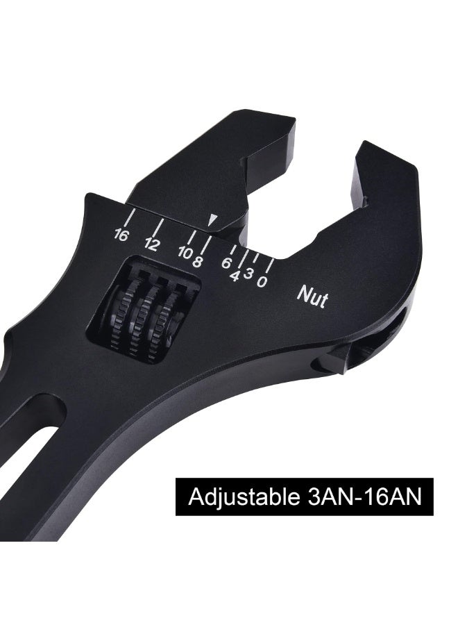 Adjustable Wrench Spanner 3AN-16AN Black Aluminum Alloy - Image 2