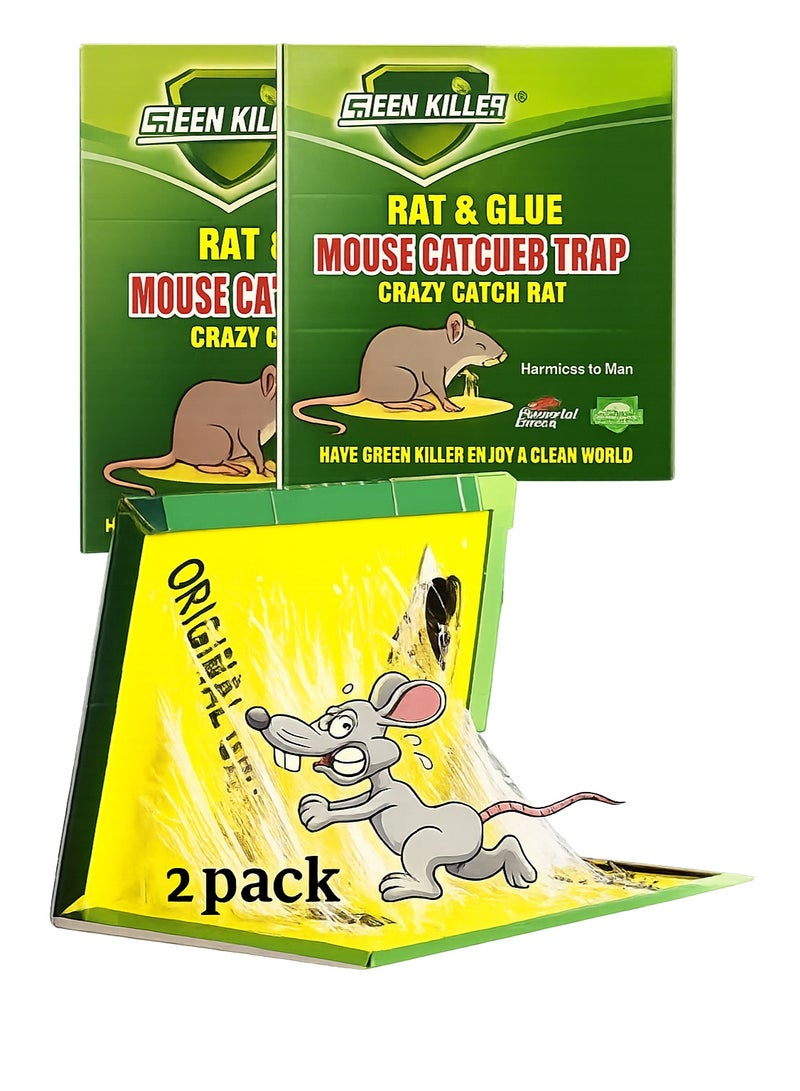 GREEN KILLER 5-Piece Mouse & Rat Glue Traps - Super Sticky Adhesive Boards for Indoor/Outdoor Pest Control - Professional Strength Traps for Rats, Mice, Cockroaches, Spiders & Insects (Non-Toxic)