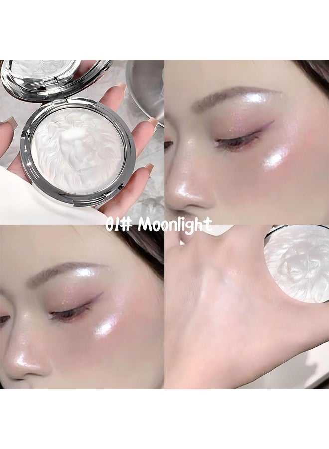 KAPEINE High Gloss Powder, Highlighter Makeup Palette, High Glossy Face Makeup Palette Pearl Shimmer Single Glitter Eyeshadow White Sparkling Finish Highlighter Powder Smooth Baked Lasting Shining Makeup Kit-01 - Image 2