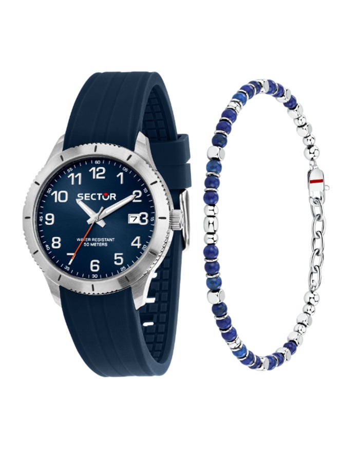 Sector Men's Blue Round Dial with Blue Silicone Band Watch - 37mm - R3251578018 - Image 1