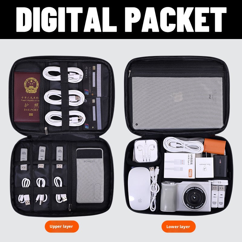 Waterproof Double-Layer Large Capacity Cable Organizer Pouch for Electronics - Image 3