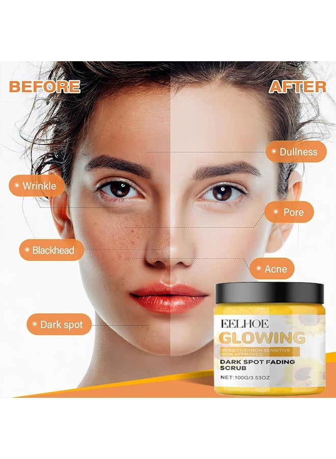 إيلهو منظف بحبيبات للتخلص من البقع الداكنة للوجه، مبيض للبشرة ومضاد للشيخوخة، مرطب للبقع الداكنة، حب الشباب، ضرر الشمس، توحيد لون الجلد 100 جرام - Image 5