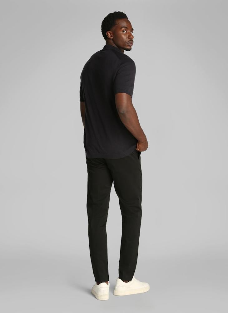 CALVIN KLEIN - Knitted Slub Texture Polo Short Sleeve Jumper - Image 1