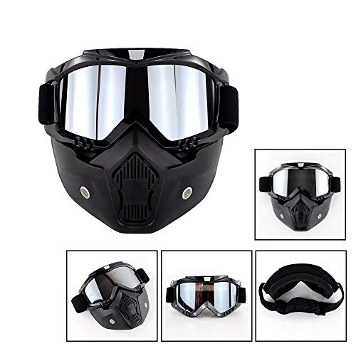 HOME CUBE 1 Pc Motorcycle Goggles Mask Helmet Goggles Road Riding Uv Mouth Filter Cycling Goggles with Detachable Mask -Black - Image 5