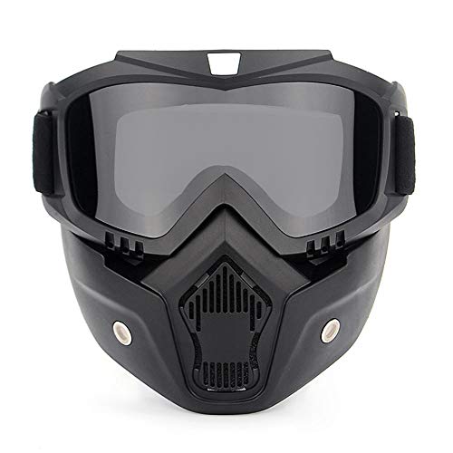 HOME CUBE 1 Pc Motorcycle Goggles Mask Helmet Goggles Road Riding Uv Mouth Filter Cycling Goggles with Detachable Mask -Black - Image 1