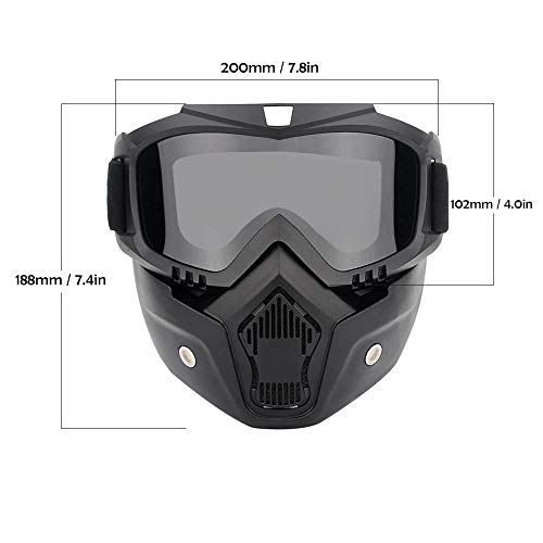 HOME CUBE 1 Pc Motorcycle Goggles Mask Helmet Goggles Road Riding Uv Mouth Filter Cycling Goggles with Detachable Mask -Black - Image 4
