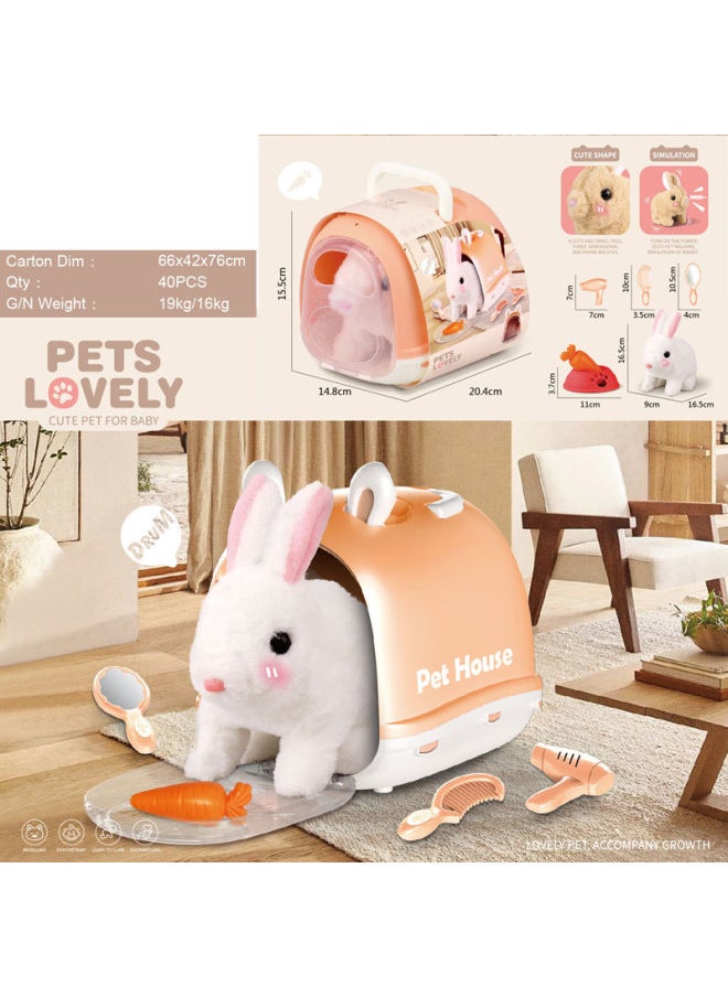 Electric Music Crawling Plush Pet Dog Repetition Learning To Speak Licking Tongue To Appease Coquetry Teddy Than Panda-Color:Electric Plush Pet Bunny 20  - Image 1