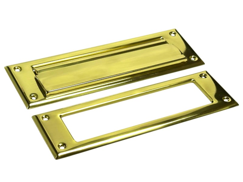 QCAA Solid Brass Mail Slot with Solid Brass Interior Frame 13 x 3625 Polished Brass 1 Pack Made in Taiwan
