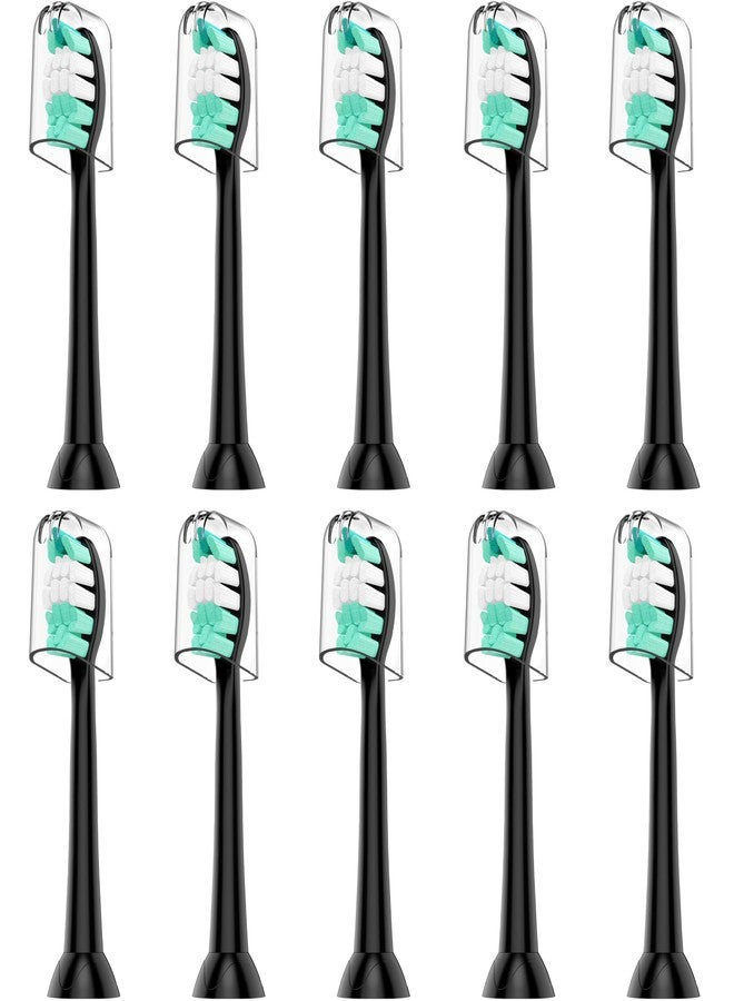 SuitShine Replacement Toothbrush Heads Compatible with Philips Sonicare and More Click-on Handles 10 Pack Black - Image 1