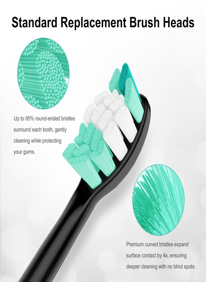 SuitShine Replacement Toothbrush Heads Compatible with Philips Sonicare and More Click-on Handles 10 Pack Black - Image 2